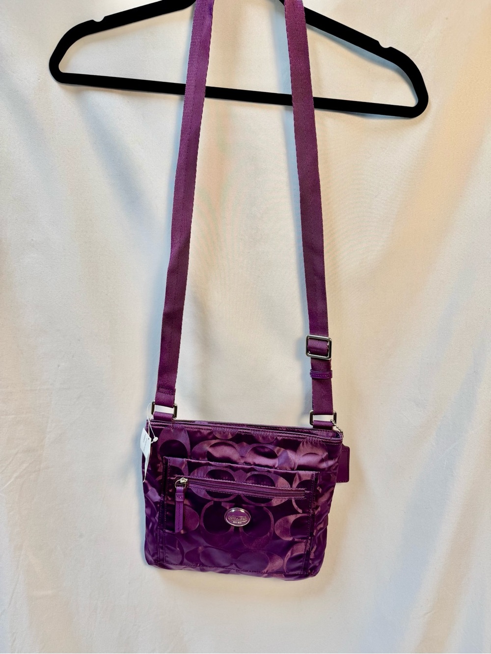 Coach Signature Getaway Nylon File Bag Crossbody Purple Amethyst NWT F77408
